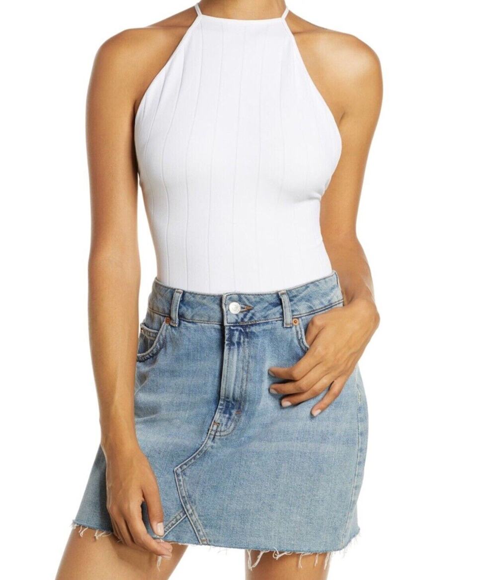 Free People Women’s Bodysuit Size XS/S Bridget Halter White Thong Beachwear